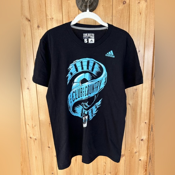 adidas Other - adidas Black Short Sleeve Tee with Light Blue Club Graphic